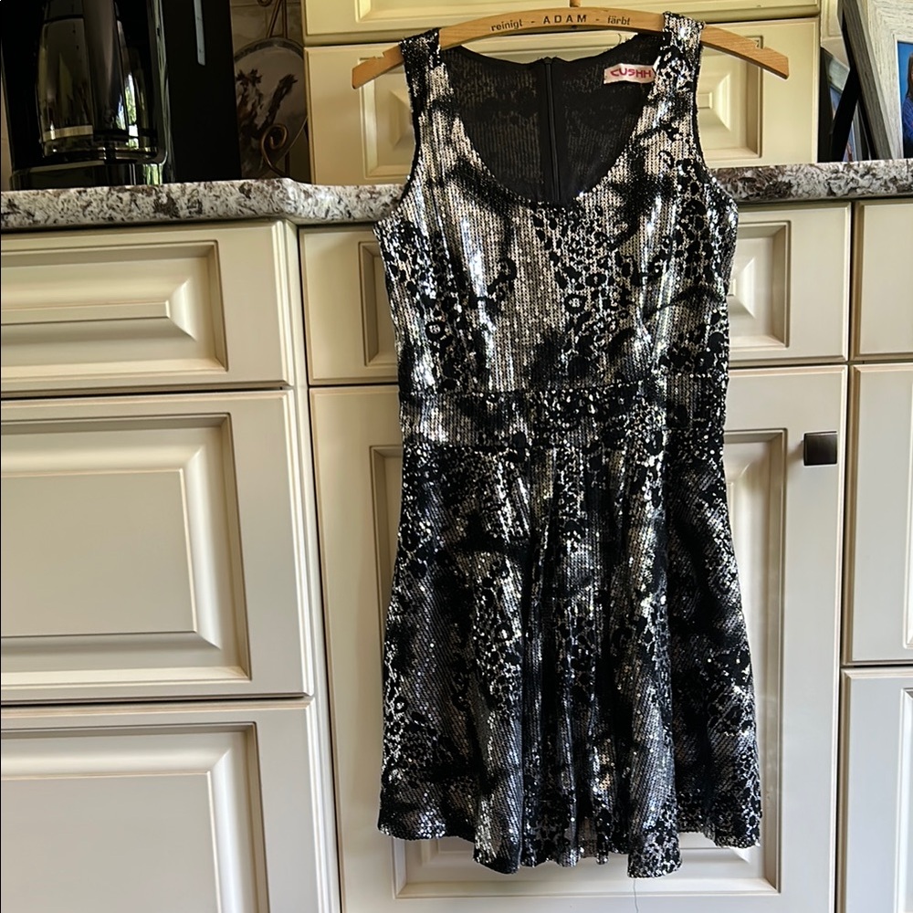 Elegant Black and Silver Sequin Dress